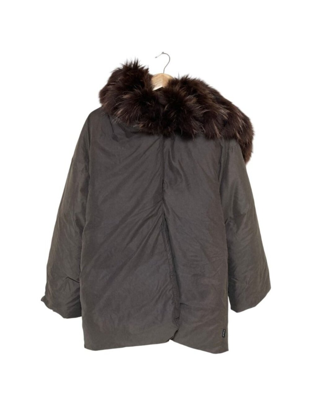Moncler Vintage Fur Hooded Down Jacket Brown Coat Autumn Winter 1